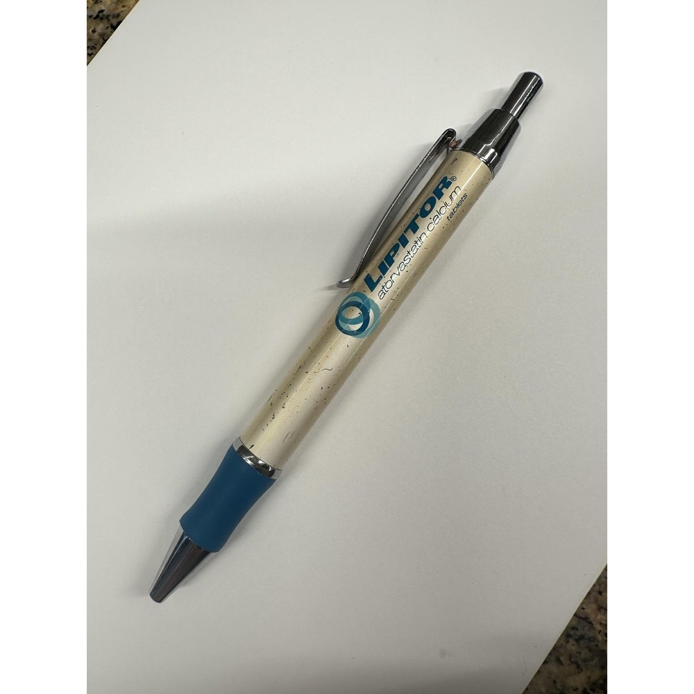 VTG Lipitor Atorvastatin Calcium Tab Promotional Click Pen Blue Grip Black Ink